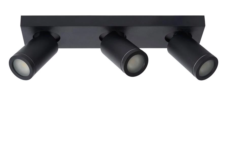 Lucide TAYLOR - Spot plafond Salle de bains - LED Dim to warm - GU10 - 3x5W 2200K/3000K - IP44 - Noir - UIT